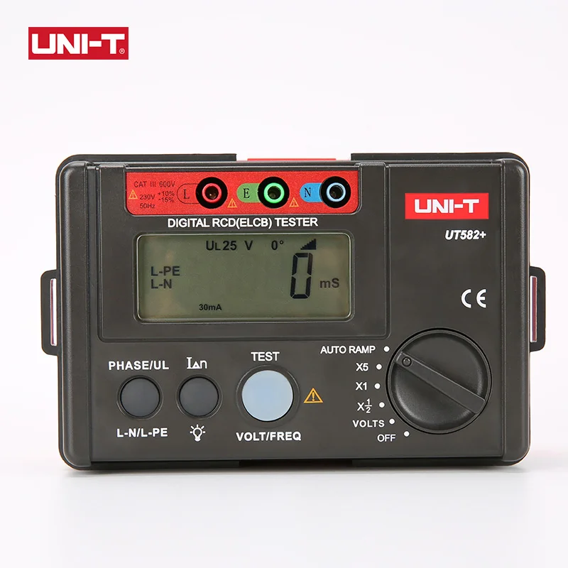 UNI-T UT582+ Digital RCD (ELCB) Tester AUTO RAMP Leakage Circuit Breaker Meter with Mis-Operation Buzzer