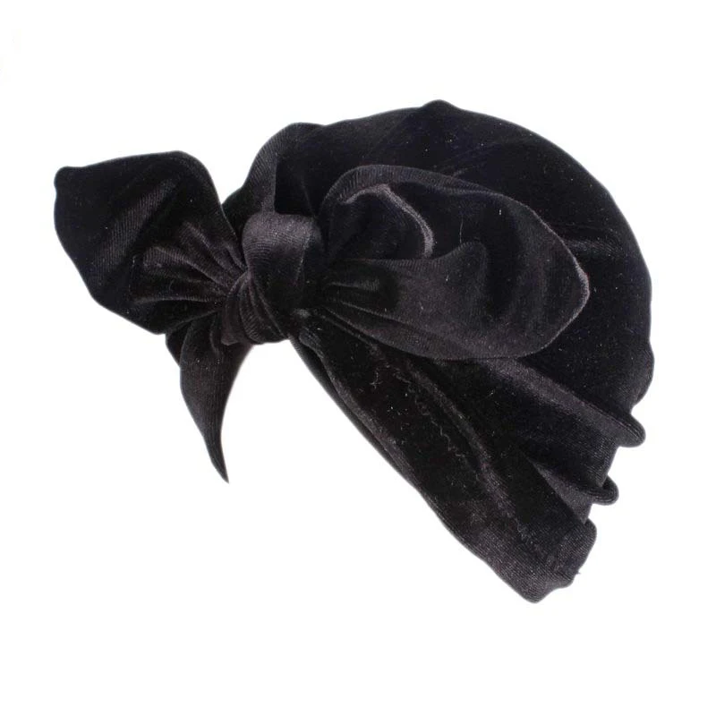 Fashion bow velvet women head scarf turban ready to wear inner hijabs femme musulman hijab caps India wrap turbante mujer