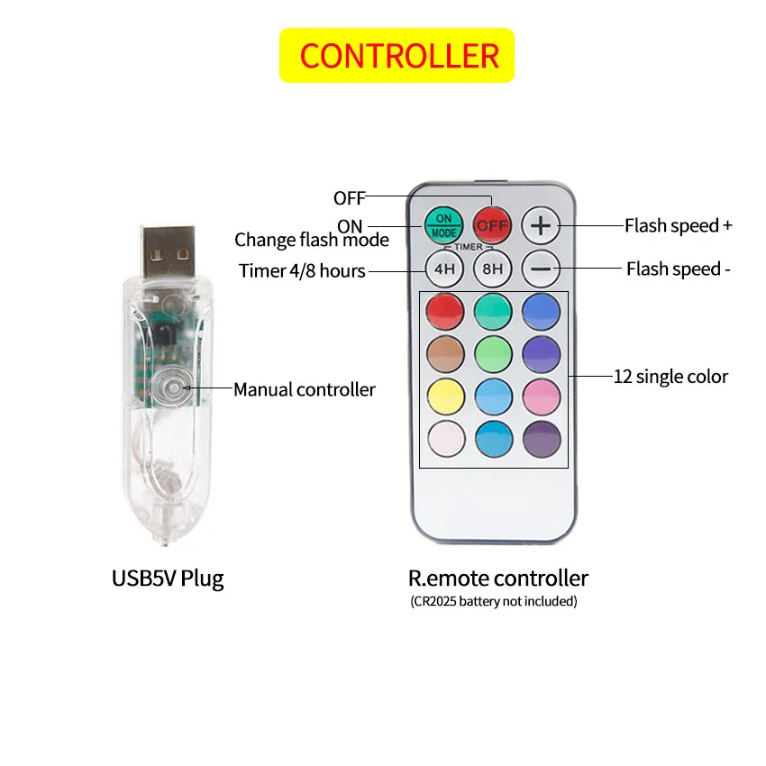 Рождественская светодиодная гирлянда с USB, 5 В, RGB, с дистанционным управлением, таймером, 10 м, 100 светодиодов, 20 м, 200 светодиодов, сказочные