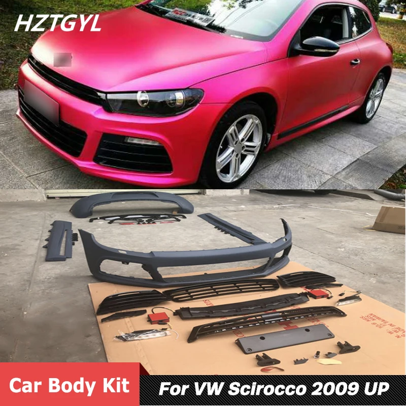 

Unpainted FRP Front Rear Bumper Side Skirts With Grille Car Body Kit For VW Scirocco Facelift R Style 2009 Up