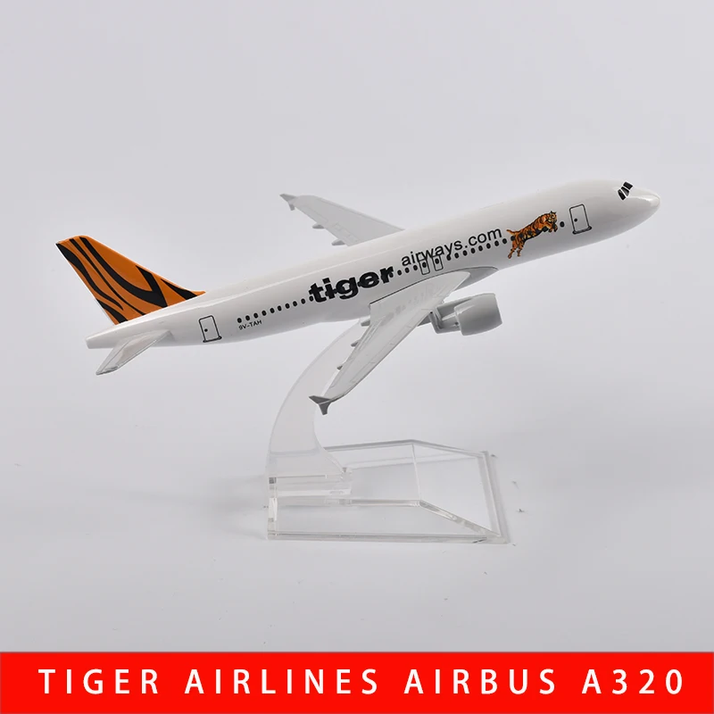 JASONTUTU 16cm Tiger Airways Airbus A320 Aircraft Diecast Metal 1/400 Scale Planes Model Airplane Model Plane