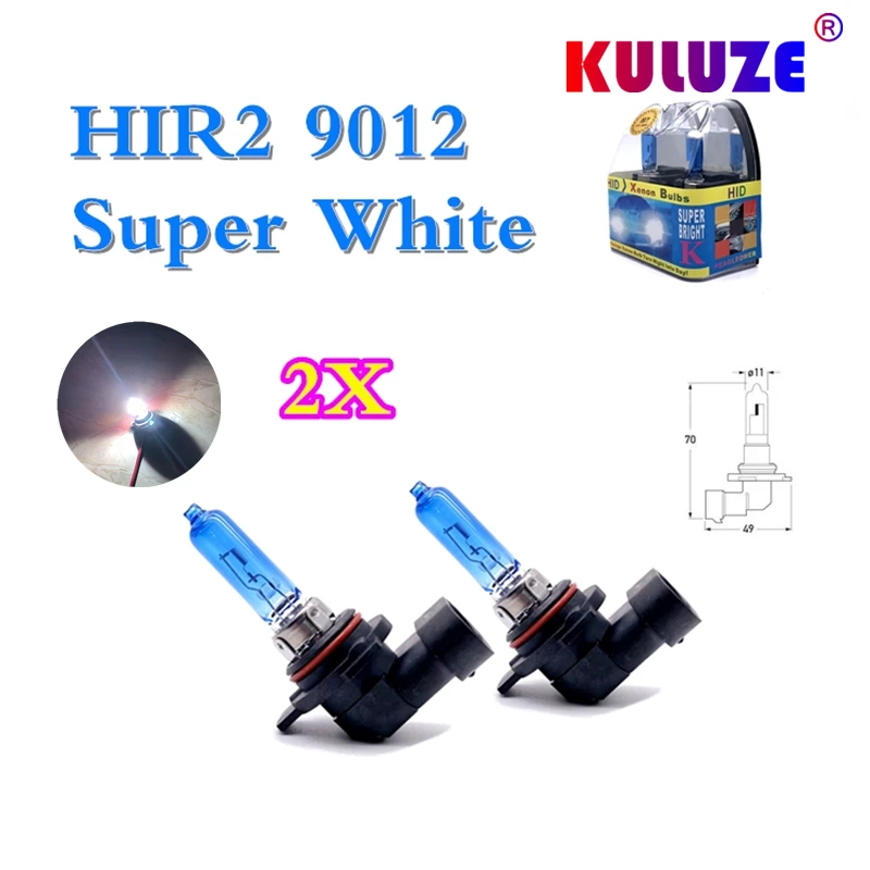 

1 pair HIR2 automobile halogen bulb 9012 12v55w 6000K High and low lights beam super white 100W headlamp in plastic box