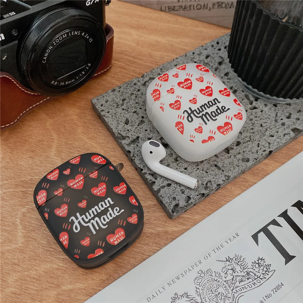 Creative Heart-Shaped Case For Airpods Silicone Soft Shell With Keychain For Apple Airpods 1 2 3 Pro Earphone Protective Cover