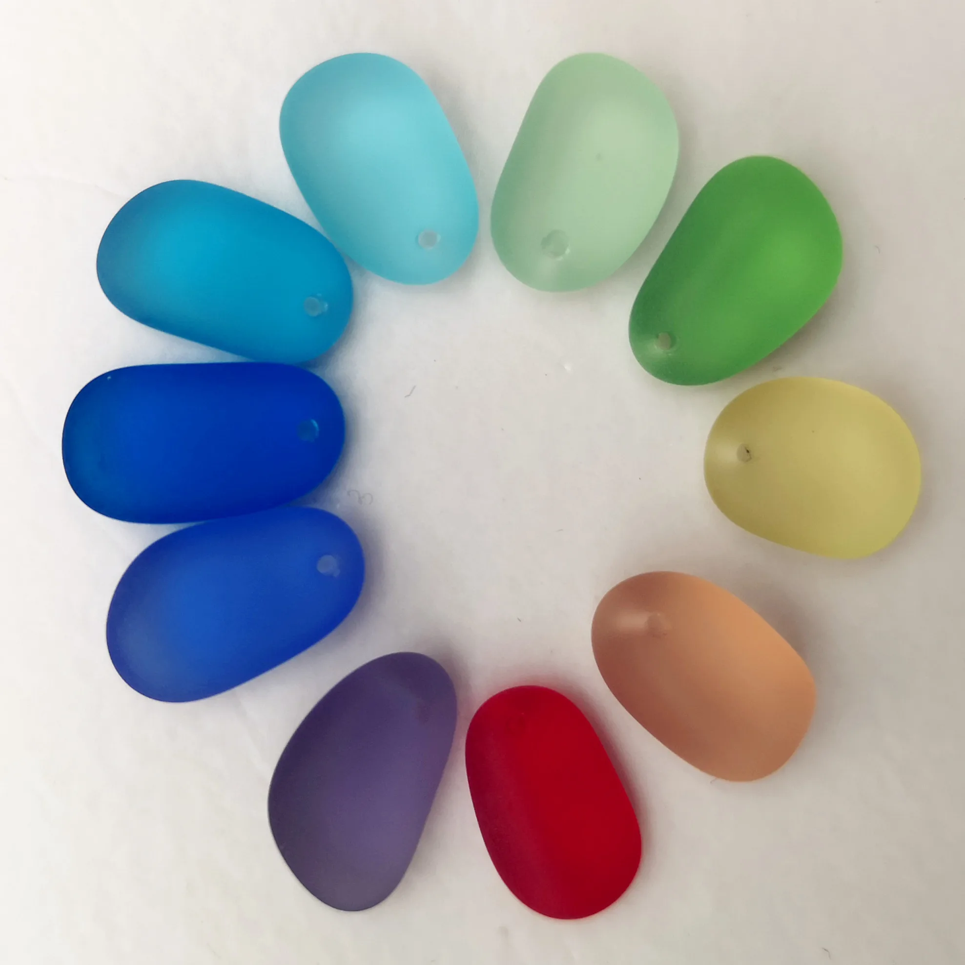 10 Pieces Top Drilled Sea Glass Beads/Beach Glass Beads for Jewelry Making ,SmallSize(12-15mm Length))
