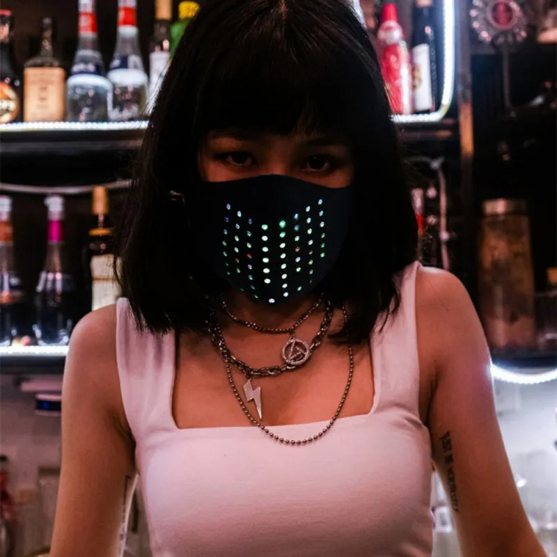 VIP Rave Party Christmas Voice Control Mask Dynamic Talking Faux Face Mask BreathableAdjustable Rubber, Elastic Tendon Ear Loop