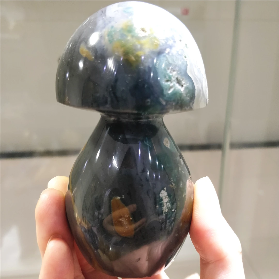 

Natural Ocean Jasper Mineral Gemstones Carved Mushroom Decorations Handicraft Crystal Ornaments Dropshipping Best Selling Items