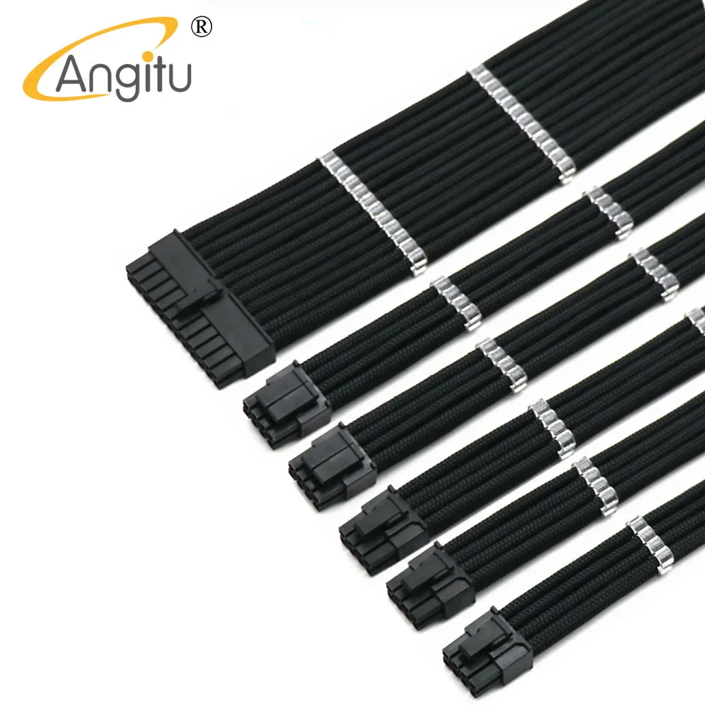 4mm Sleeved 1x24Pin, 2x4+4(8Pin) CPU, 3xPCIE 6+2P GPU Premium Computer Basic PSU Extension Cable Kit Power Cord