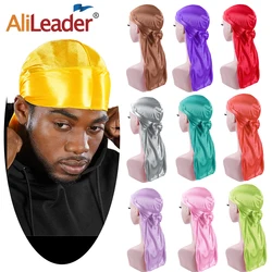 Durags sedosos para homens e mulheres, cauda extra longa du-rag, turbante acetinado, chapéu do motociclista, bandana, bandanas, peruca doo, chapéus, acessórios de cabelo, unissex