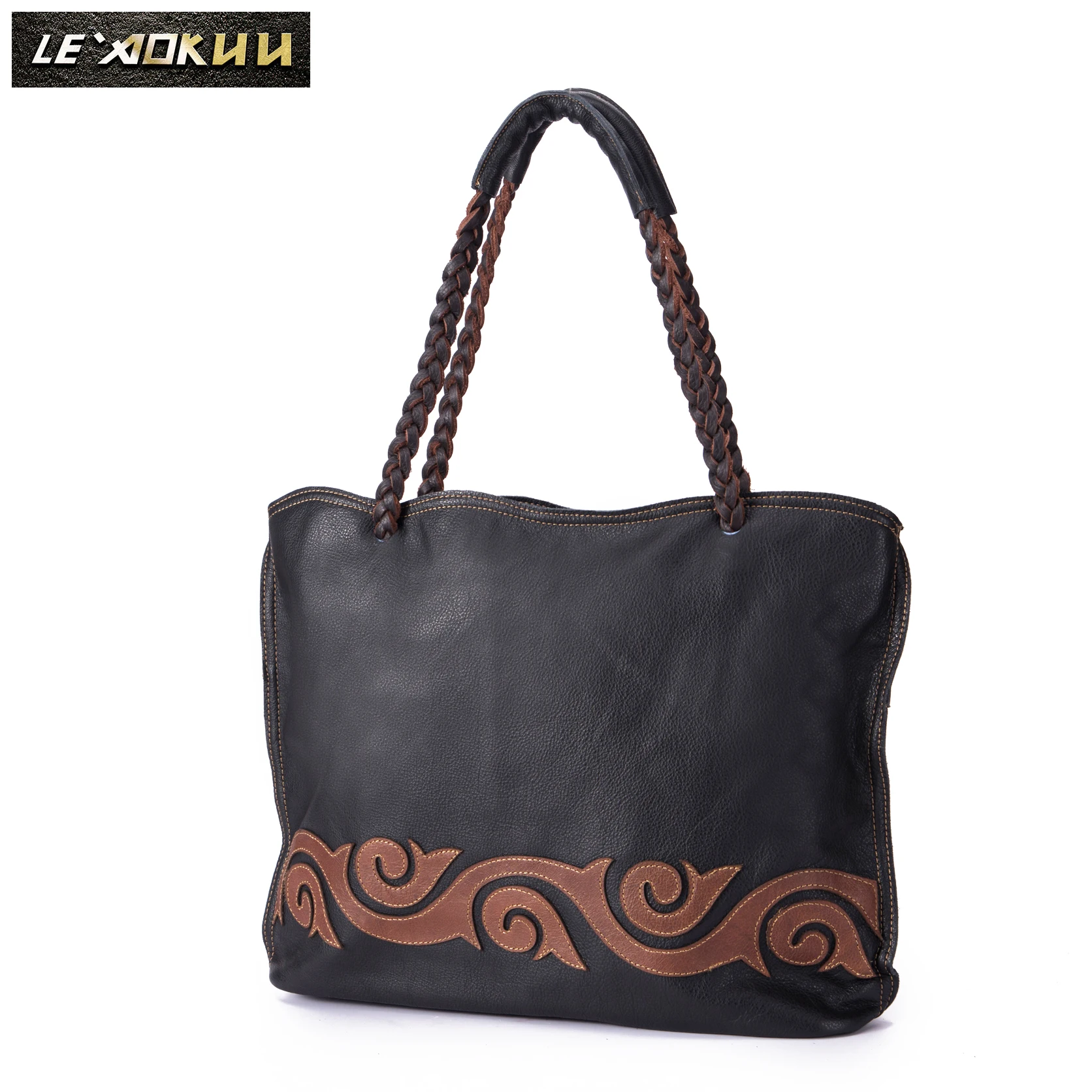 2019 100% GENUINE LEATHER Famous Brand Luxury Ladies Large Shopping handbag Shoulder bag Women female ol elegant Tote bag 6777