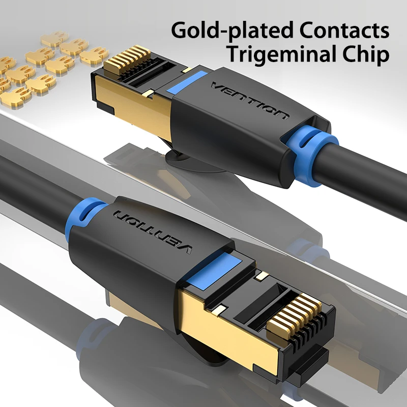 Vention Ethernet Cable Cat 8 Network Cable High Speed 40Gbps SSTP Wire Internet Patch Cable with RJ45 Connector for Router Modem