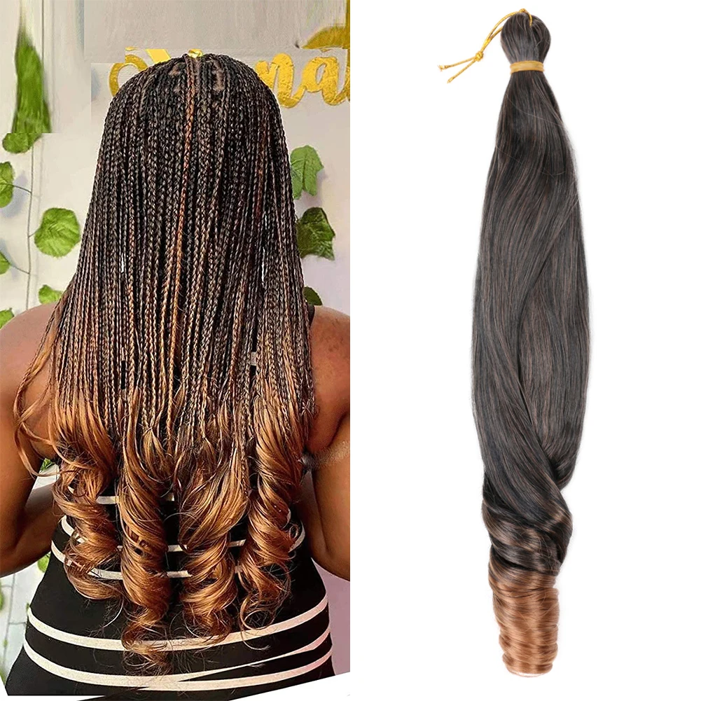 

Synthetic Braiding Hair Spiral Curl End Braids Crochet Hair 22 Inch Bouncy Silk Loose Wave Bulk Hair Extension For Braiding