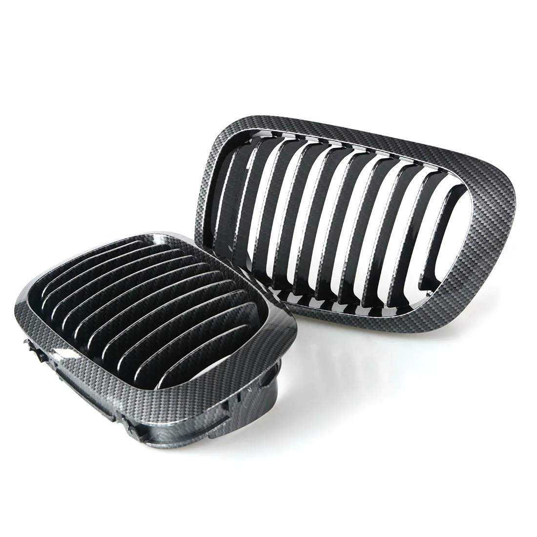 2Pcs Front Center Kidney Grilles For BMW E46 3 Series 2 Door 1999-2002 Carbon Black 1999-2002 Car Grill Car Styling Accessories