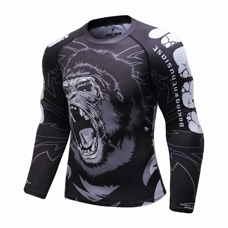 PK MMA Men Rashguard Jiu Jitsu BJJ T Shirts Long Sleeve Fitness Muay Thai Boxing Sports Sweater Rash Guard Jersey