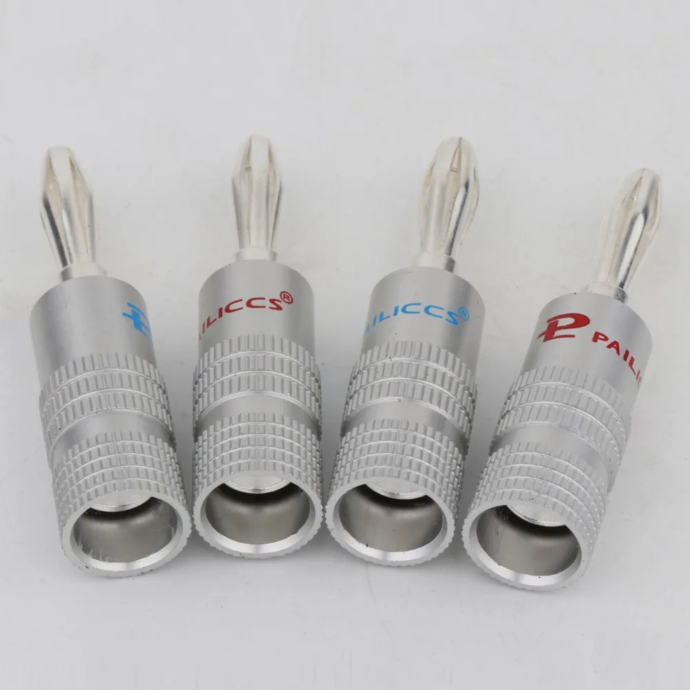 オーディオおよびビデオスピーカー用の銀メッキバナナプラグ,銅コネクタ,ケーブル接続端子用,8個