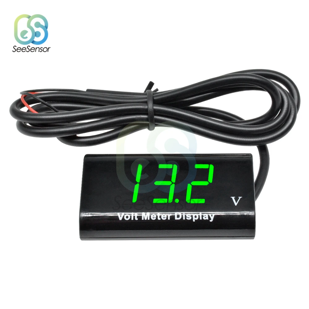 DC 12V Waterproof LED Digital Display Voltage Volt Gauge Voltmeter Voltage Indicator Monitor Detector Car Motorcycle Panel Meter