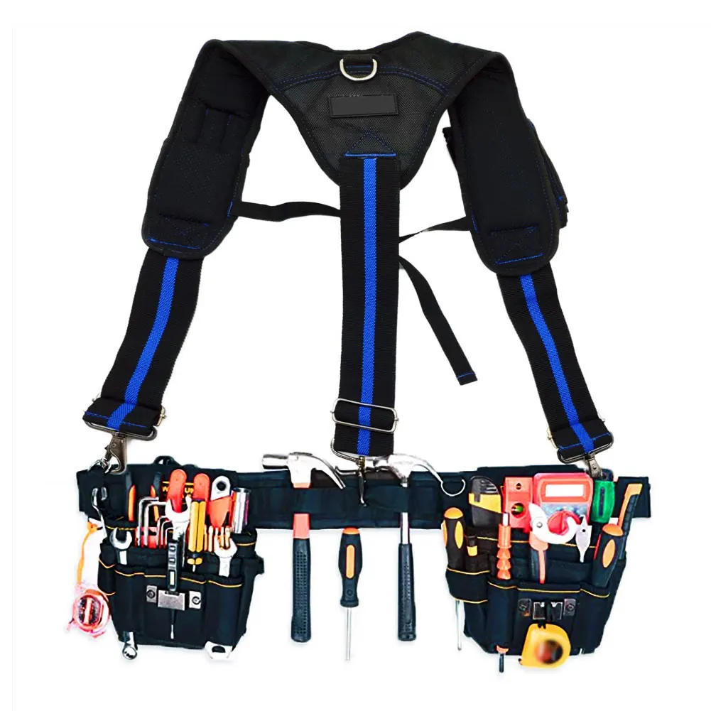 Suspenders Belt Multi-Pockets Y Type Tool Hanging Work Belt Braces Adjustable Suspension Rig for Carpenter Electrician Work