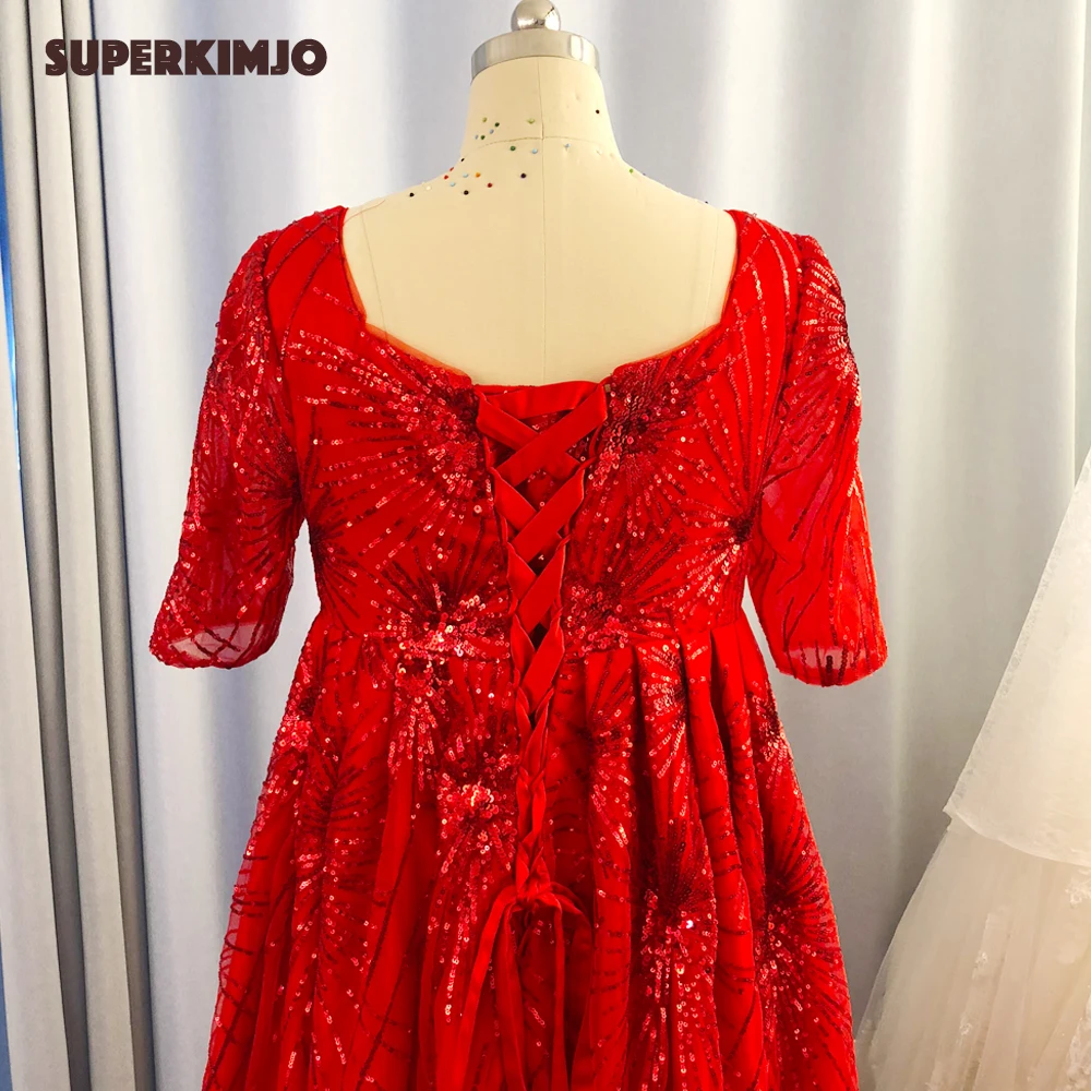 Sparky-vestidos de fiesta con lentejuelas Rojas, ropa de noche, imagen real, 2020