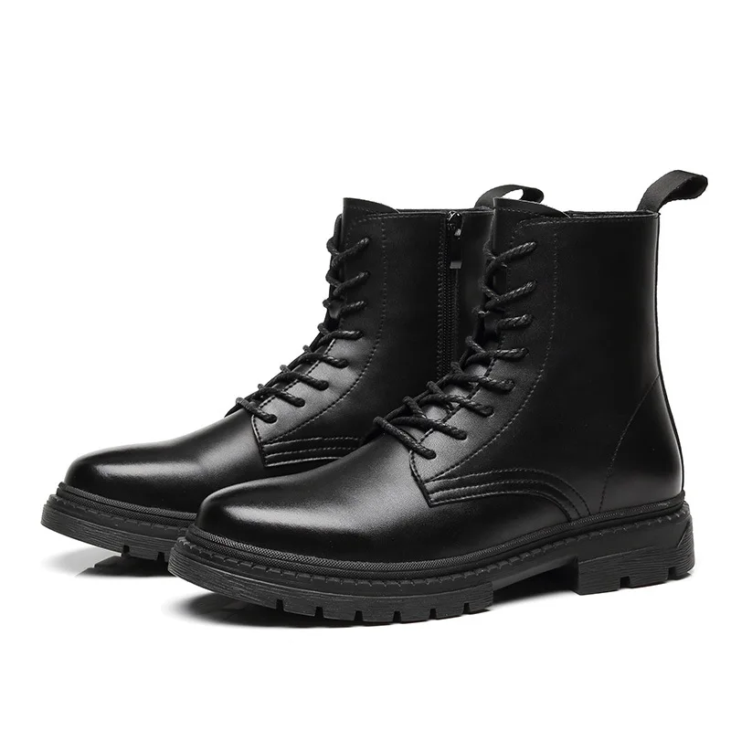 British style mens boots leisure genuine leather tooling shoes black platform boot spring autumn motorcycle botas hombre zapatos