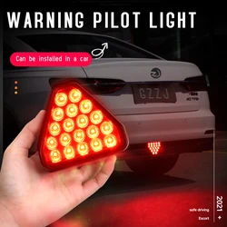 LED Car Brake Tail Light Triangle Red Reversing Stop Flash Warning Fog Lights Anti-collision Auto Singal Lamp Universal 12v New