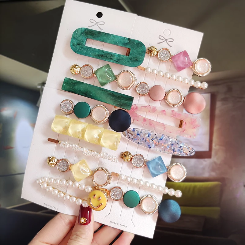 3/4pcs Set Pearl Hair Clip For Women Korean Hairpins Geometric Crystal Hair Barrettes Girl Hairgrip Hair Accessories