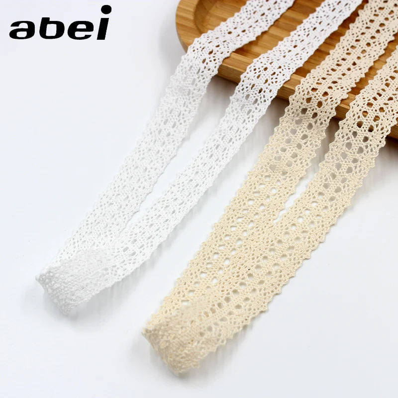 5Yards/Lot White/Beige Cotton Lace Crocheted Lace Ribbon Wedding Party Craft Apparel Sewing Fabric DIY Handmade Accessorie