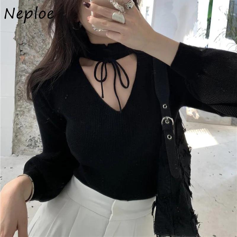 Street Style Knit Tops Women Long Sleeve Solid Color Sweater Women Autumn Winter 2024 All-match Bottoming Shirt Female