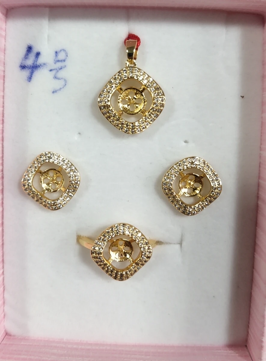 

DIY Pendant Ring and Earrings Jewelry Set Base Mountings Settings Findings Jewelry Settings Parts for Pearls Beads Stones