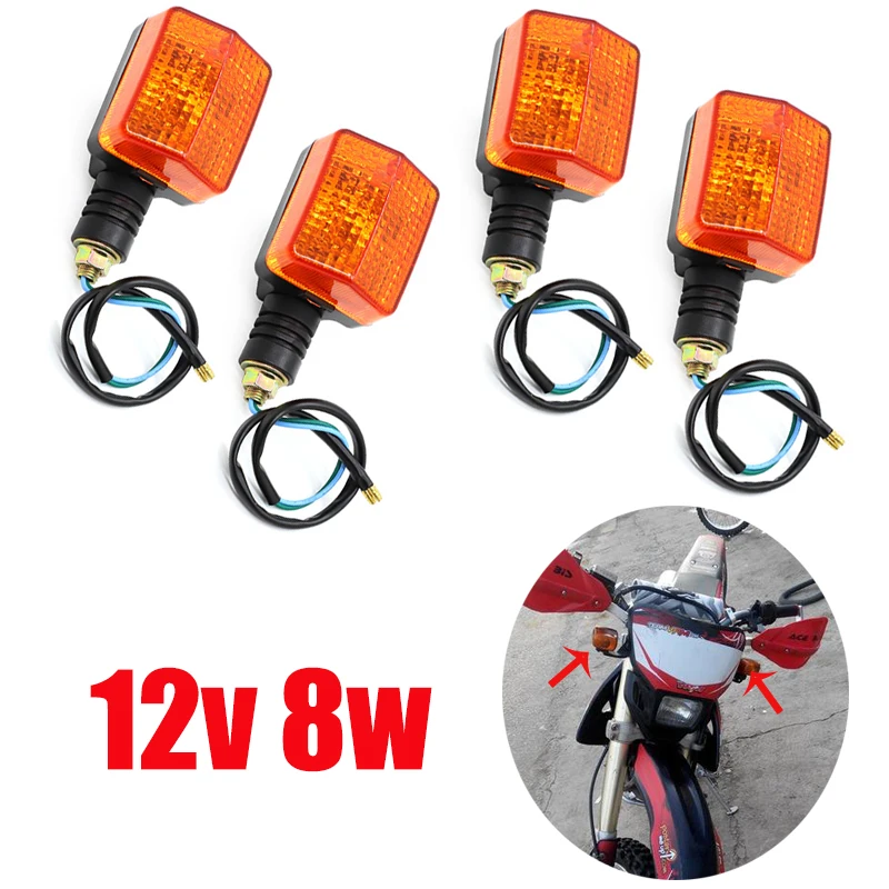 4x 2x AMBER MOTORCYCLE INDICATORS for HONDA XR650L 12-17 , fit YAMAHA SUZUKI KAWASAKI Turn Signal BLINKERS YELLOW LENS