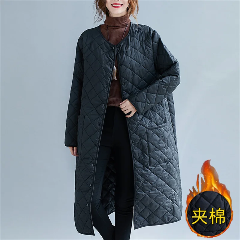 Imagem -02 - Nova Moda Grande Tamanho Preto Algodão-acolchoado Jaquetas Outono Inverno Cabolsas de Roupas Femininas Preto Acolchoado Parkas Jaquetas D319 2023