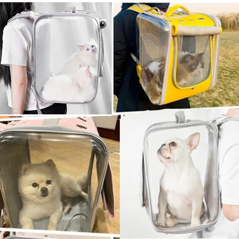 Pet Cat Carrier Backpack Transparent Travel Carrying Space Double Shoulder Bag for Small Dogs Cats Portable Handbag Outdoor Bags