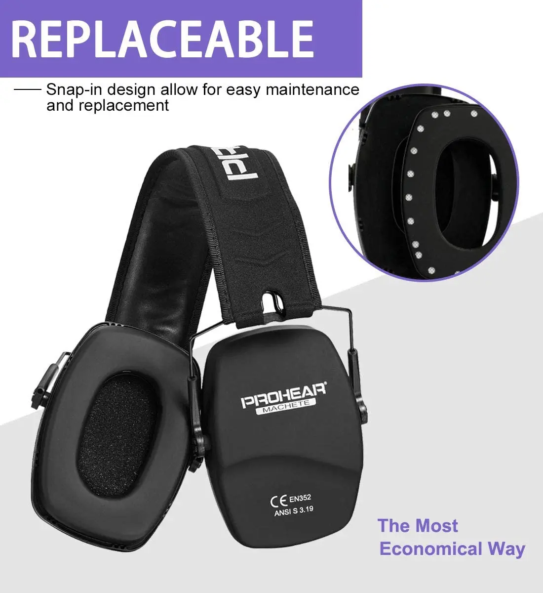 ZOHAN Shooting Ear Protection Safety Earmuffs Noise Reduction Slim Passive Hearing Protector Foldable NRR 26dB headset