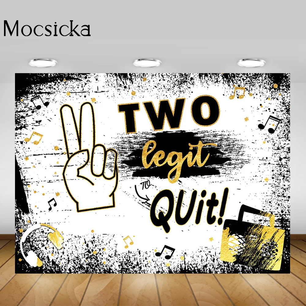 Two Legit to Quit Party Background Decoration Hip Hop Music Children 2nd Happy Birthday Backdrop Photo Shoot Photobooth