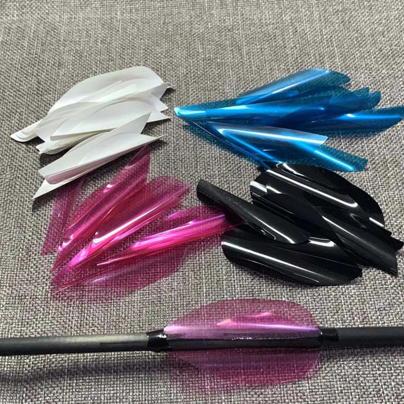 50/100pcs 1.75inch Archery Spiral Feather Plastic Arrow Feathers Rotating Fletching Bow And Arrow Hunting Shooting Accessories