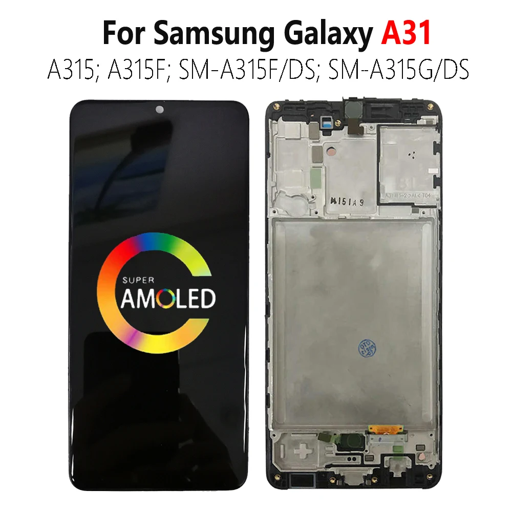 AMOLED A315 A315F LCD Screen For Samsung Galaxy A31 LCD Display With Frame SM-A315F/DS A315G LCD Touch Screen Digitizer Assembly