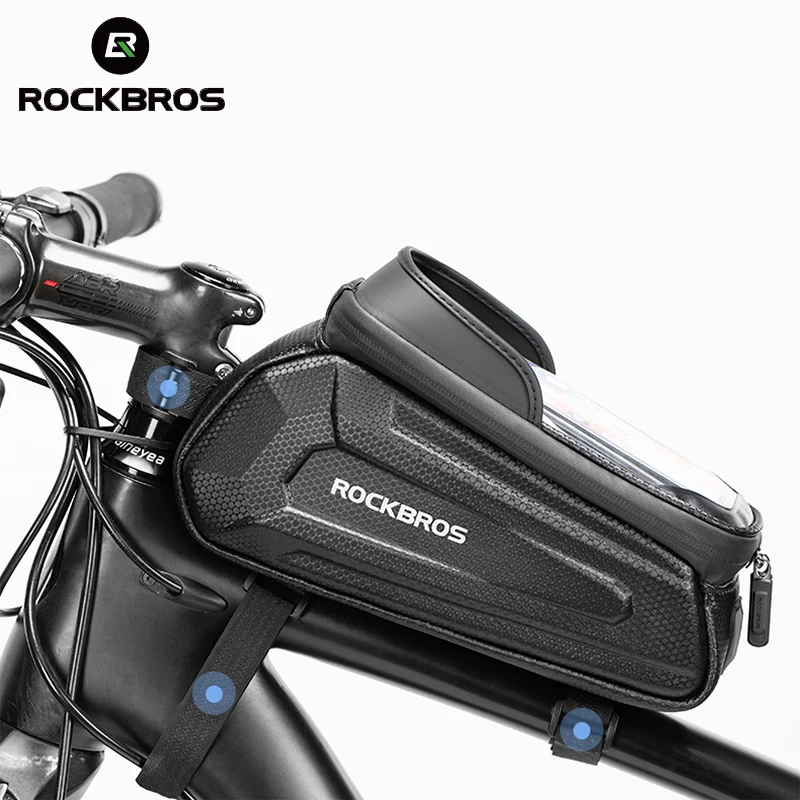 ROCKBROS Waterproof Bicycle Bag Touch Screen Cycling Bag Top Front Tube Frame MTB Road Bike Bag 6.5 Phone Case Bike Accessories