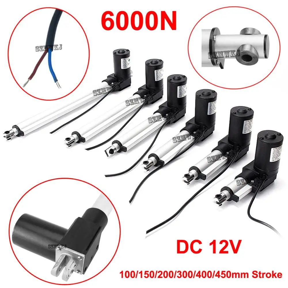 

DC 12V Heavy Duty 4"-18" inch Stroke Heavy 6000N 1320lbs Pound Max Lift 100-450mm Stroke Multi-function Electric 12Volt DC Motor