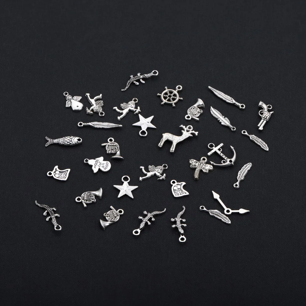 Silver Color Plants Animals Pendant Charms Metal Small Ornaments For DIY Bracelet Necklace Jewelry Making Findings Accessories