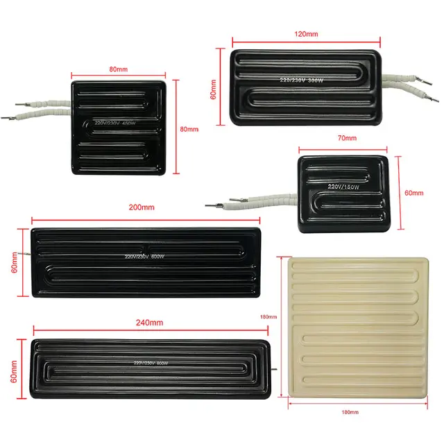 Płyta grzewcza ceramiczna na podczerwień 80*80mm 60*70mm 120*60mm 200*60mm 240*60mm 180*180mm 150W 300W 450W 600W 800W do stacji lutowniczej BGA