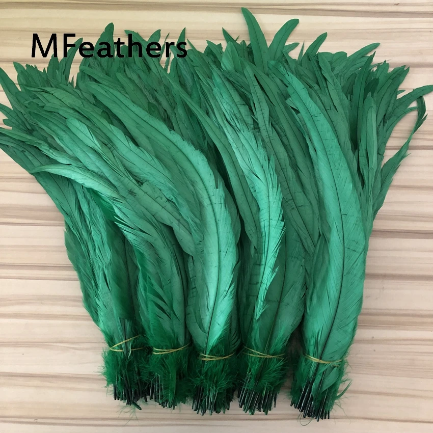 Deep green dyed rooster coque tails 35-40cm 40-45cm long chicken feathers diy natural feather for carnival christmas mask decor.