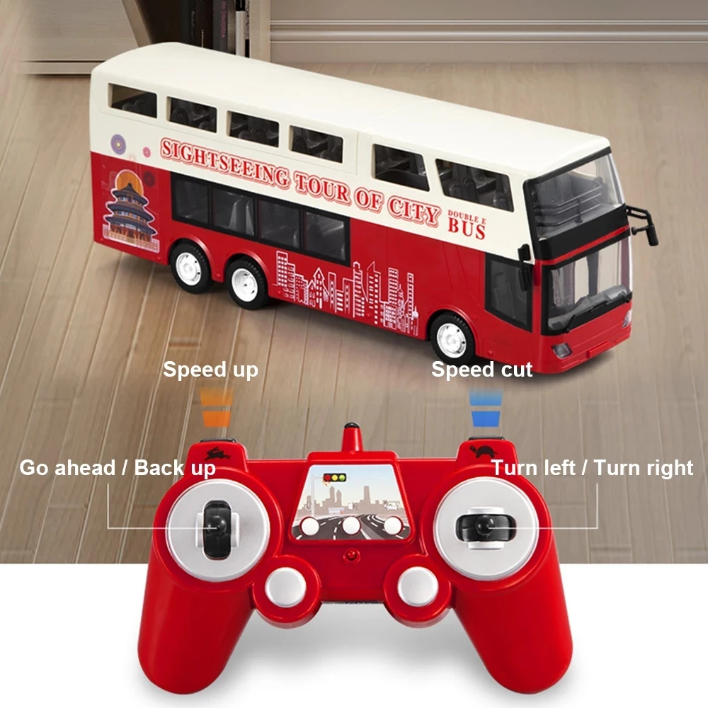 New RC Double-Decker Sightseeing Bus Removable Open-Top Bus Model Toy With One-Key Door Opening RC Distance: 50m Vehicle Model