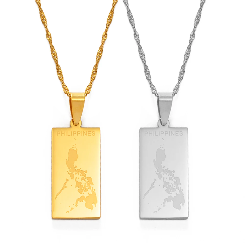 Anniyo Philippines Map Pendant Necklaces for Women Girls,Country Maps Pilipinas Jewelry #231921