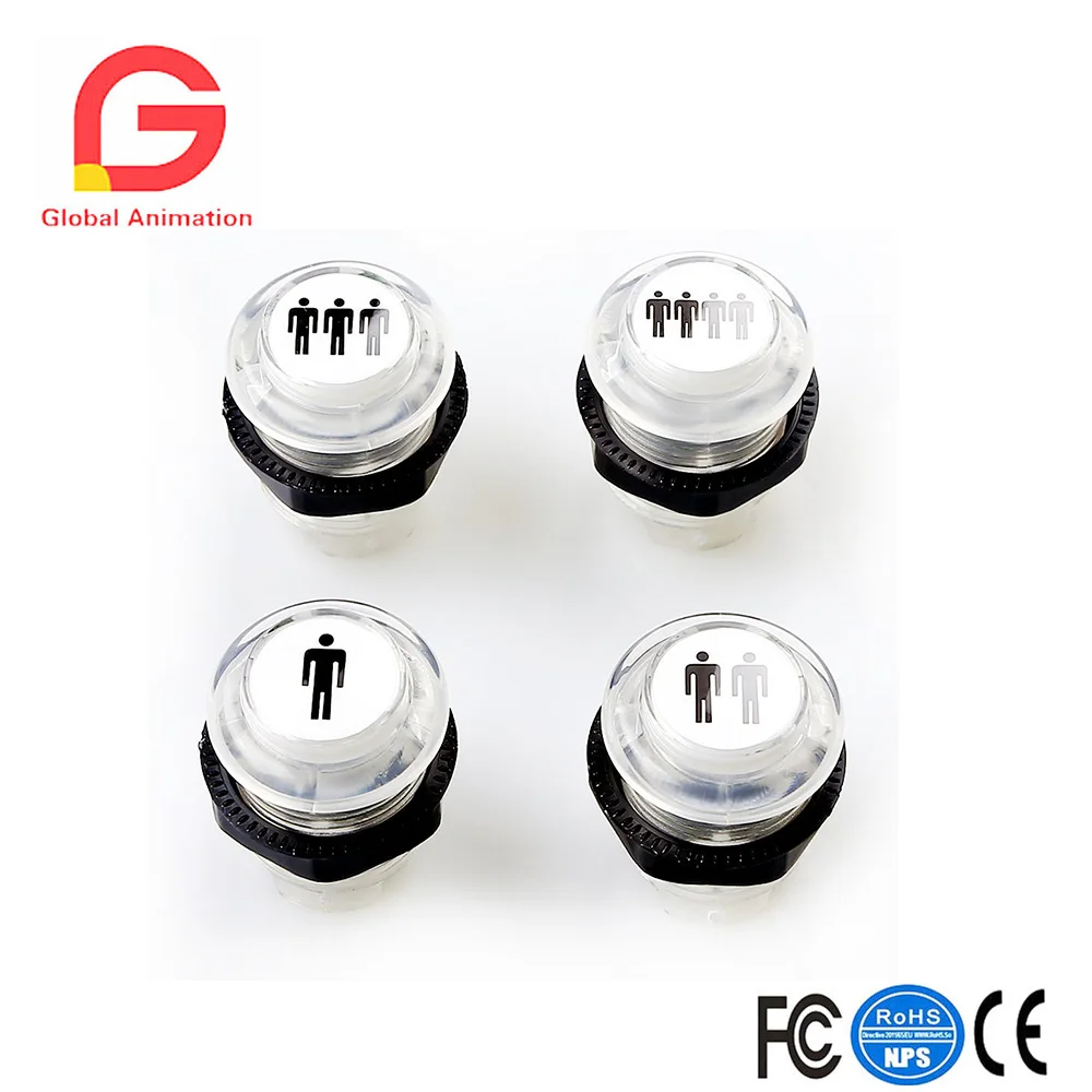 

4 PCS/5V LED Illuminated Arcade Start Player Buttons Kit 1P/2P/3P/4P Start Player Button Kit For MAME / JAMMA / Fighting Games