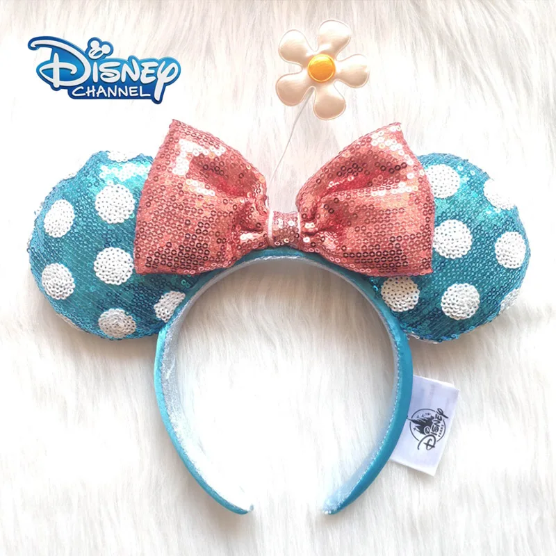 Disney Chuột Mickey Xanh Dương Hoa Đầu Disneyland Minnie Kim Sa Lấp Lánh Tai Sang Trọng Mũ Bé Trai Bé Gái Làm Đẹp Đồ Chơi Cosplay Tặng