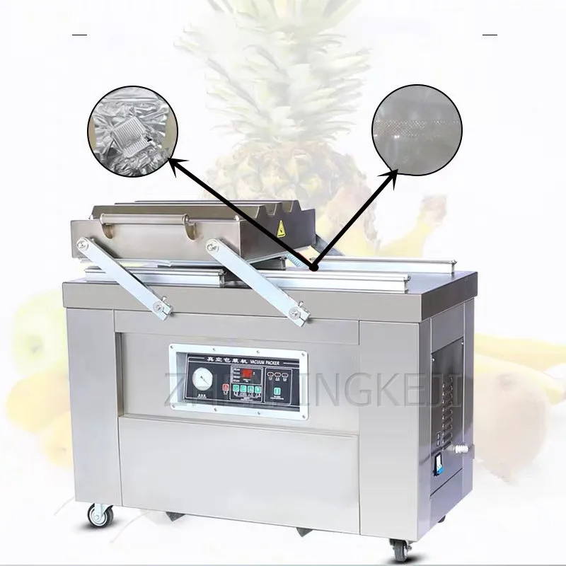 Rice Vacuum Machine Packing Double Room Fully Automatic Food Delicatessen Seafood Laminator Sealer Print Date Sealing Commercial