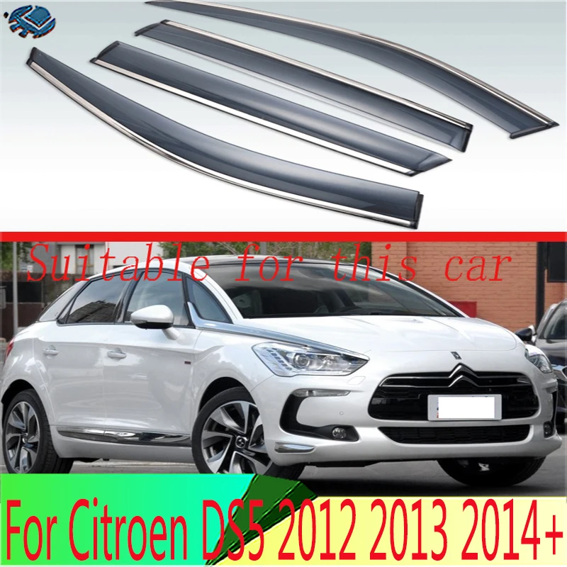 

For Citroen DS5 2012 2013 2014+ Plastic Exterior Visor Vent Shades Window Sun Rain Guard Deflector 4pcs