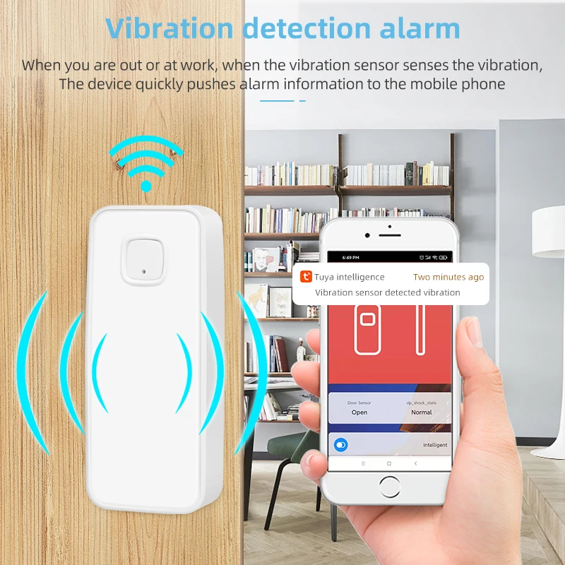 Tuya Zigbee Vibration Sensor Smart Life APP Shock Alarm Door Sensor Open / Closed Detectors With Alexa Google Home