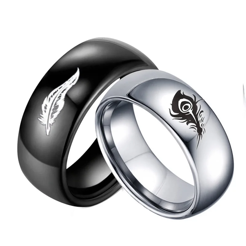 Fashion LOL Game Lover\'s Ring Rakan and Xayah Couple Rings Titanium SteelStainless Steel Feather Ring Valentine\'s Day Gift Ring