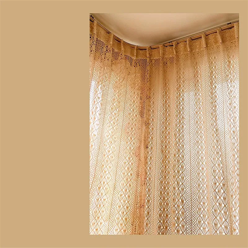 Nordic American hollow out crochet cotton thread lace weaving partition cortinas bedroom pastoral window curtain living room LQ