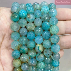 Smooth Faceted Blue Dream Fire Dragon Veins Agates Round Beads Diy Bracelet Ring Earrings For Jewelry Making 15'' Strand 10mm