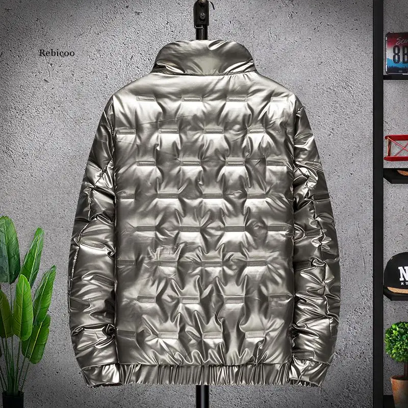 Chaqueta brillante para hombre, abrigo grueso de calidad, Parka Bomber, impermeable, a prueba de viento, para invierno, novedad